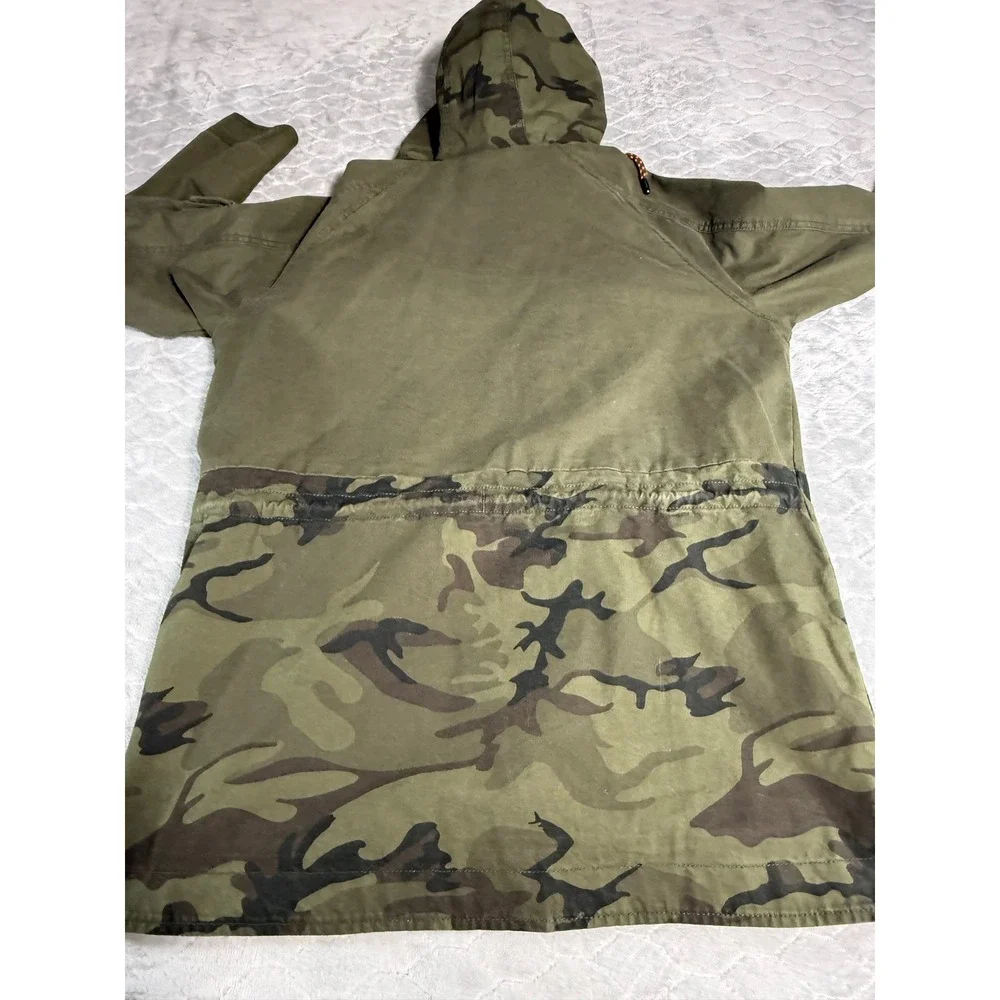 Superdry Rookie Edition Mens Camo Military Field Jacket Green Orange Hooded M
